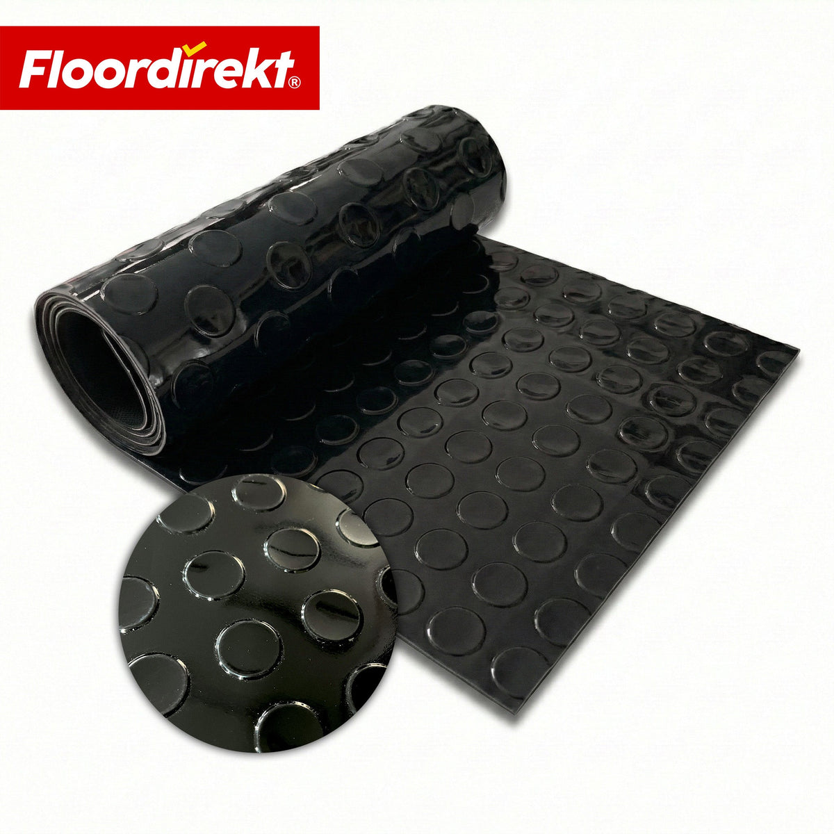 ✂ PVC Flooring | Coin Mirror | Coin-Pattern Flat Studs | Non-Slip & Easy to Clean | Sold by the Meter / Custom Cut to Size | 110 cm Width