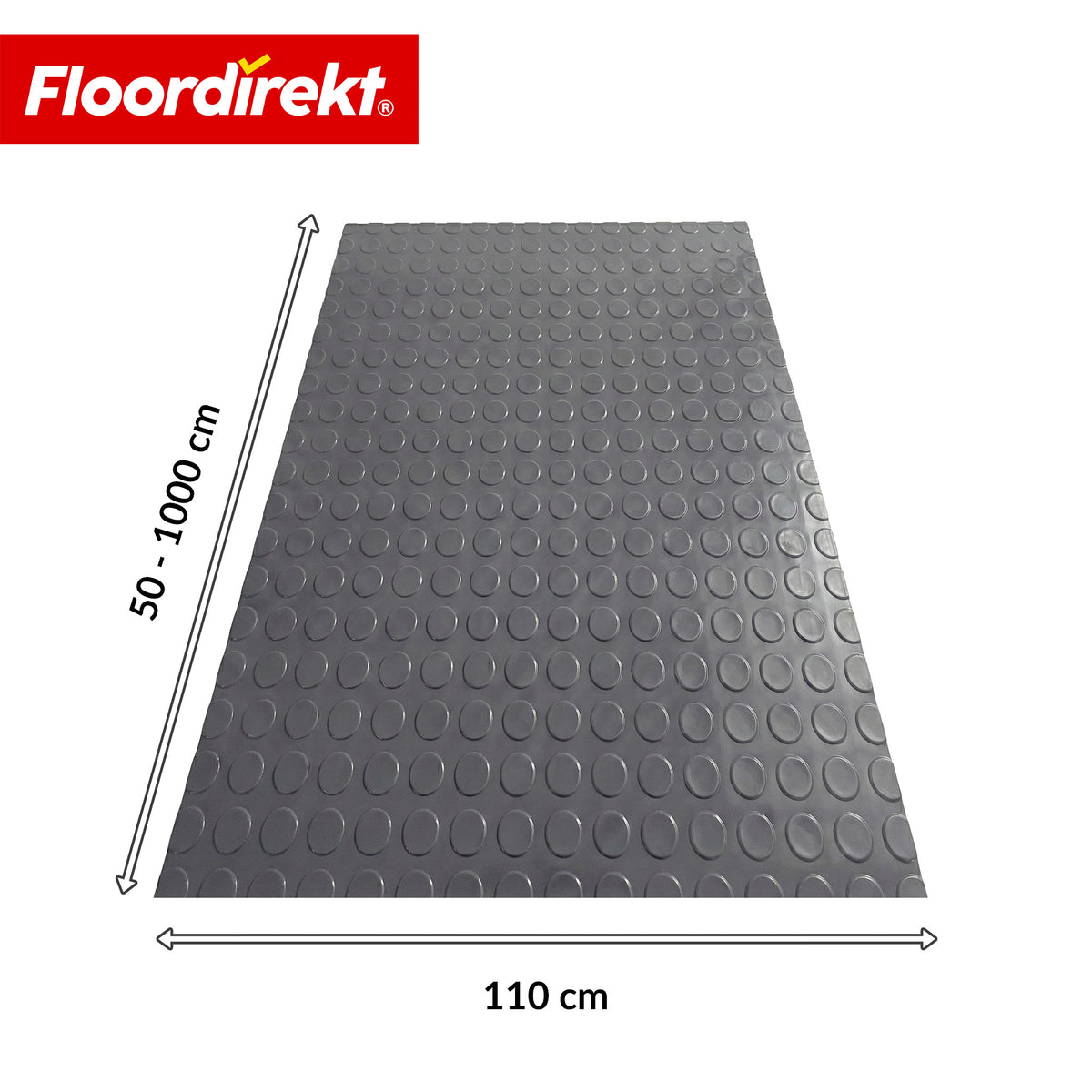 PVC Flooring | Coin Mirror | Coin-Pattern Flat Studs | Non-Slip & Easy to Clean | Sold by the Meter / Custom Cut to Size | 110 cm Width