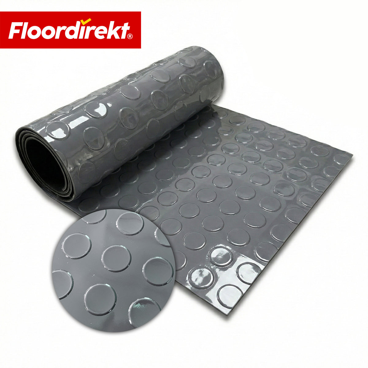 PVC Flooring | Coin Mirror | Coin-Pattern Flat Studs | Non-Slip & Easy to Clean | Sold by the Meter / Custom Cut to Size | 110 cm Width