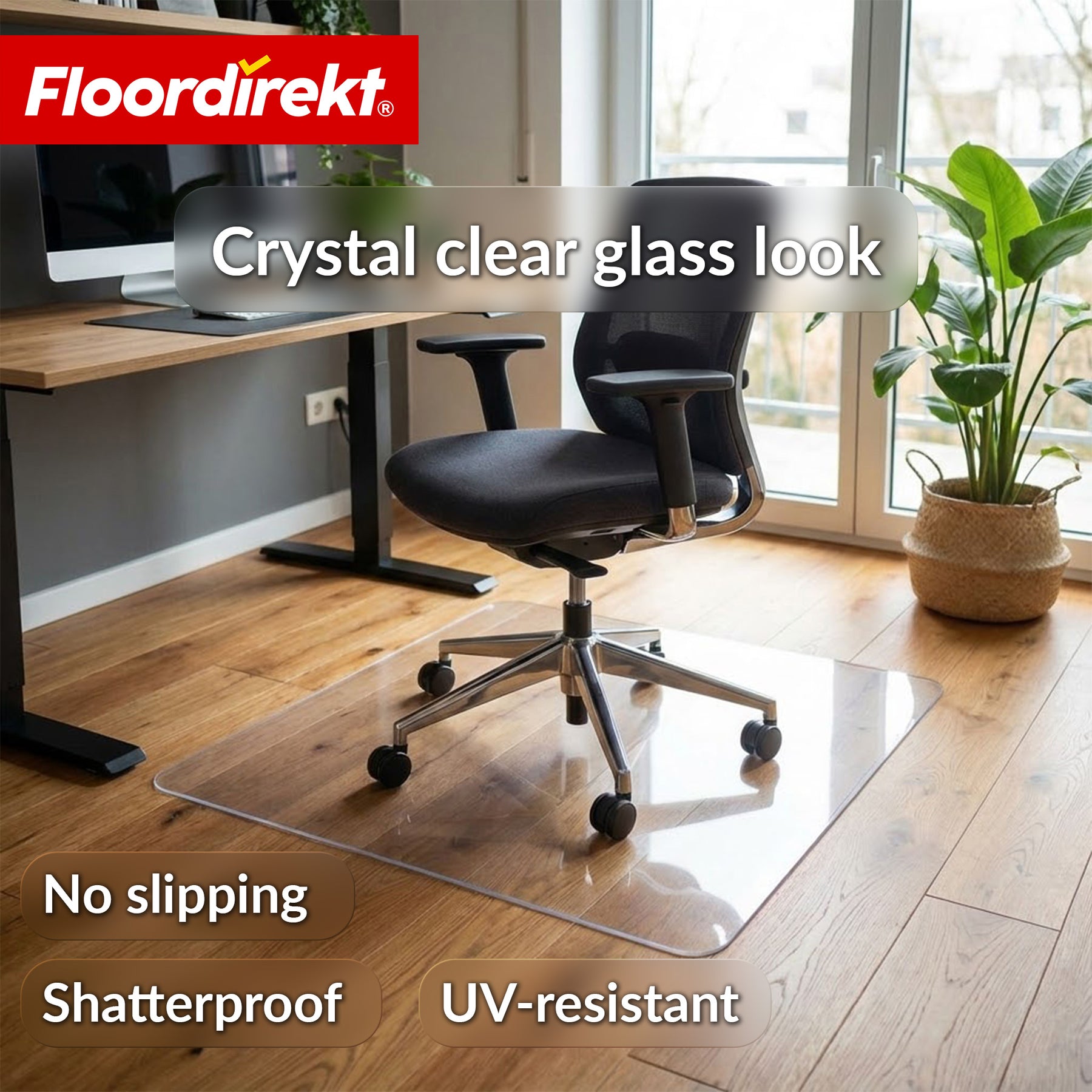 Floor Protection Mat | Secura | Transparent 80 × 118 cm | 5 mm Shatterproof PVC Office Chair Mat for Parquet, Laminate & Carpet
