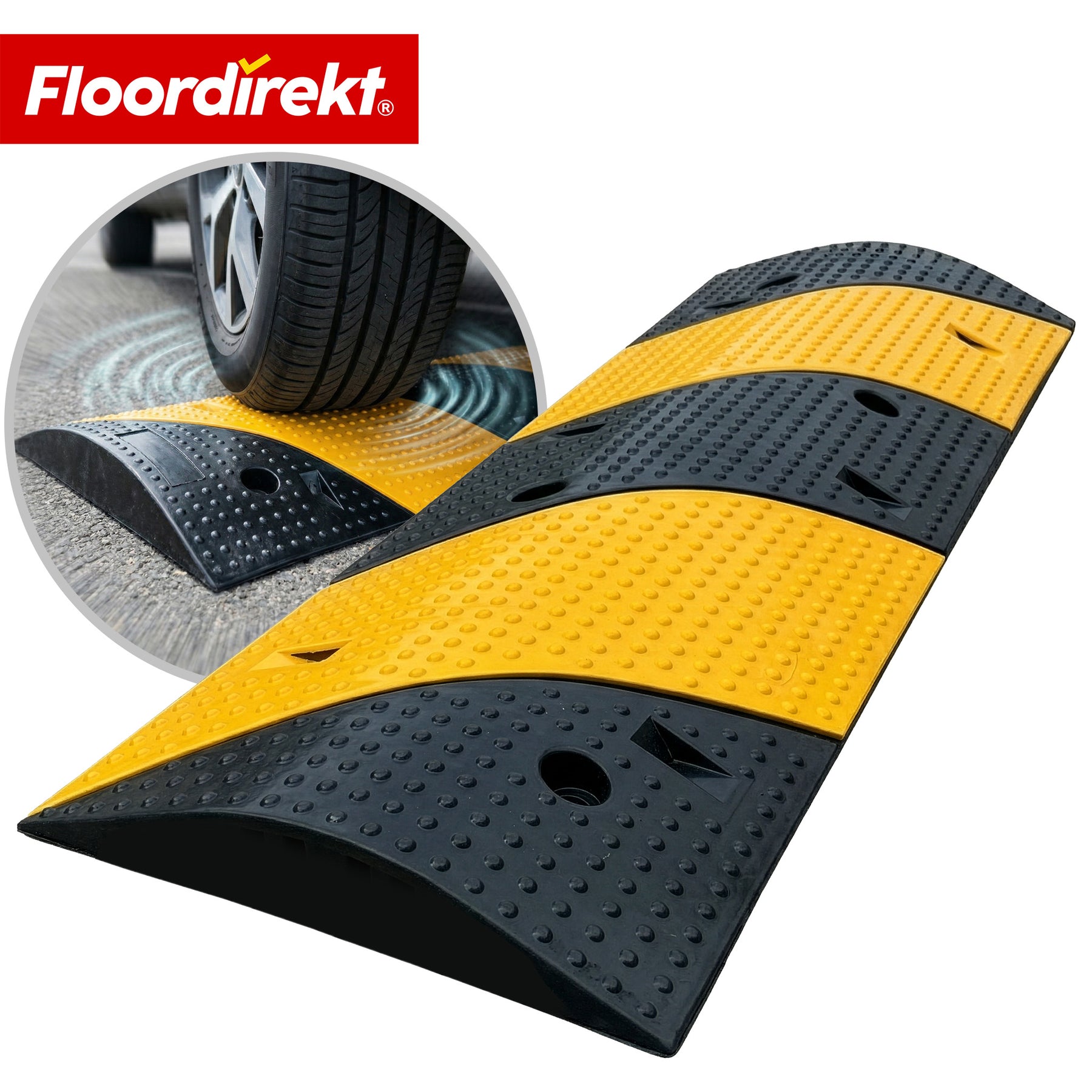 Speed Bump Pico – Rubber Traffic Speed Bump up to 30 t Capacity | Yellow-Black 100 x 30 cm