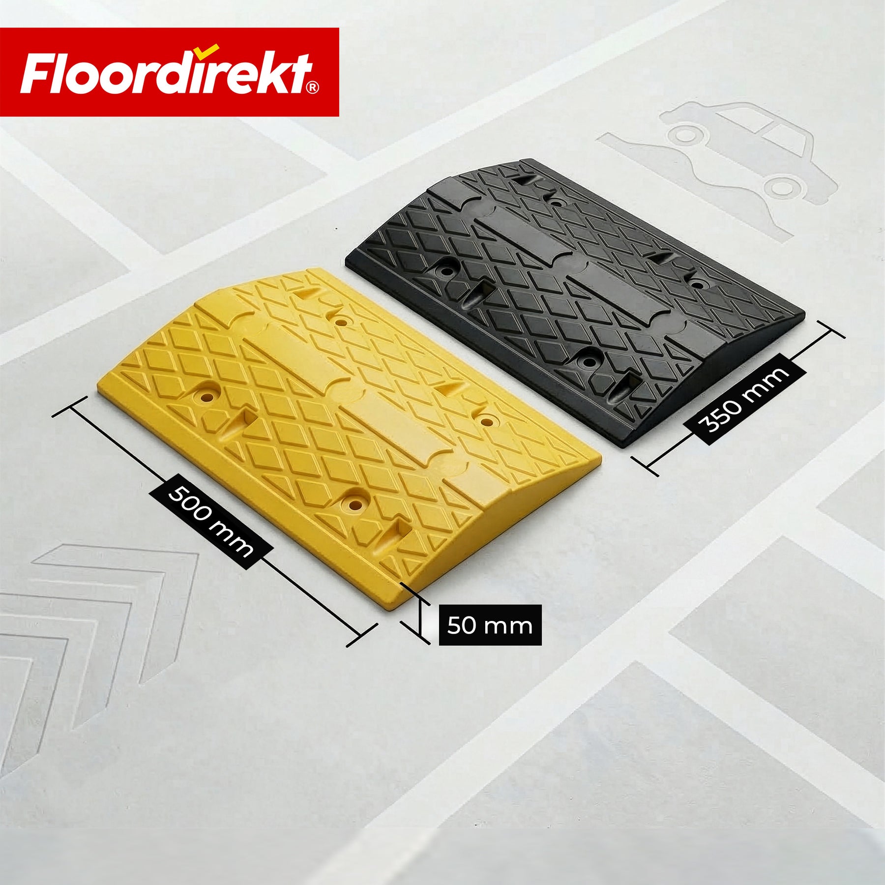 Speed Bump Vento | 2-Piece Rubber Speed Bump | Driveway Ramp up to 30 t Load Capacity | Yellow-Black
