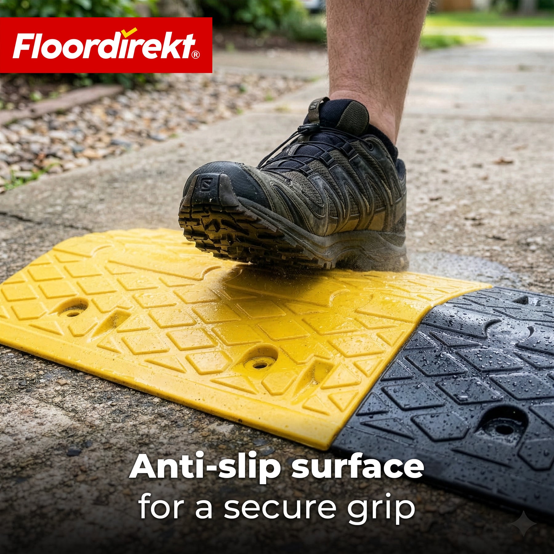 Speed Bump Vento | 2-Piece Rubber Speed Bump | Driveway Ramp up to 30 t Load Capacity | Yellow-Black