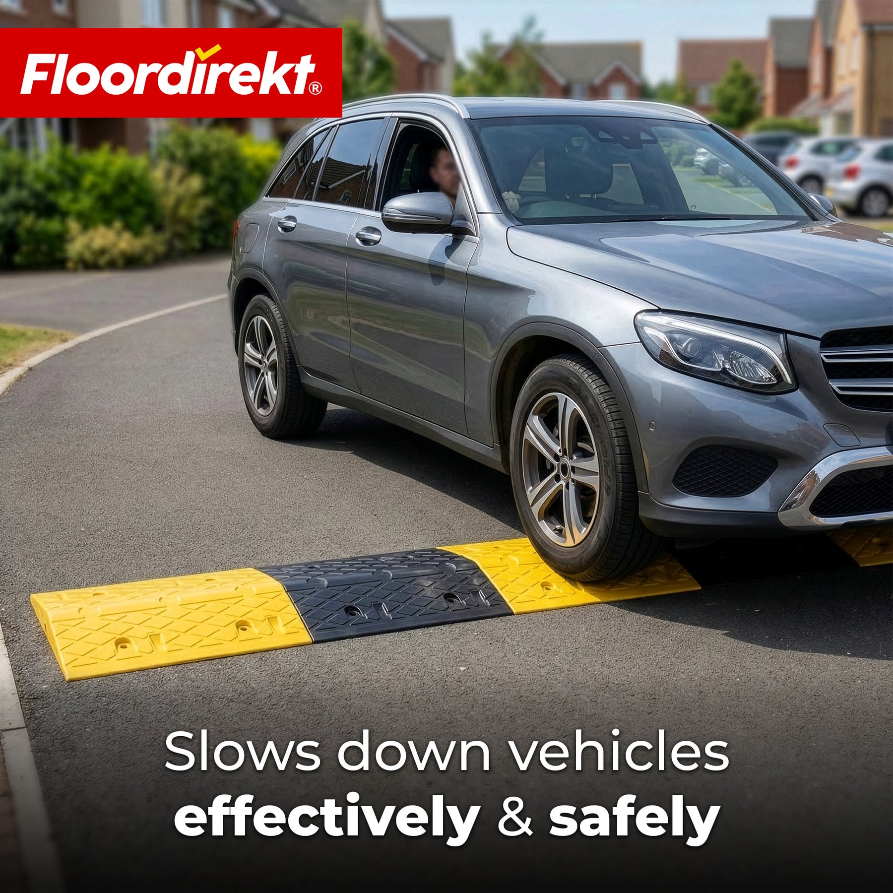 Speed Bump Vento | 2-Piece Rubber Speed Bump | Driveway Ramp up to 30 t Load Capacity | Yellow-Black