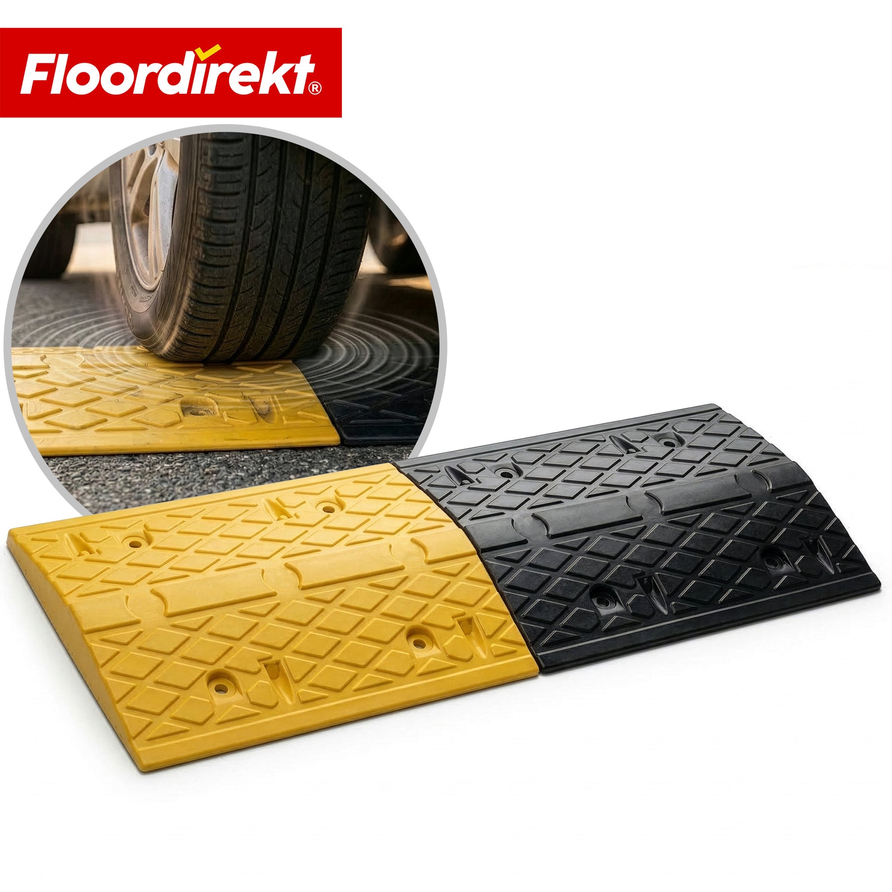 Speed Bump Vento | 2-Piece Rubber Speed Bump | Driveway Ramp up to 30 t Load Capacity | Yellow-Black