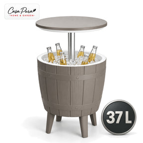 Drinks Cooler Table | Bora | Height-Adjustable Garden Table with 37 L Ice Cooler in Barrel Design | 2 Colours