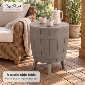 Drinks Cooler Table | Bora | Height-Adjustable Garden Table with 37 L Ice Cooler in Barrel Design | 2 Colours