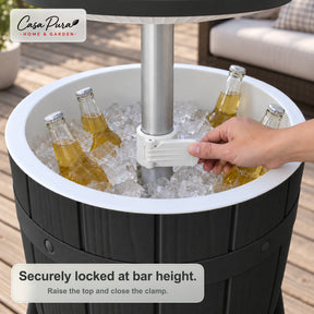 Drinks Cooler Table | Bora | Height-Adjustable Garden Table with 37 L Ice Cooler in Barrel Design | 2 Colours