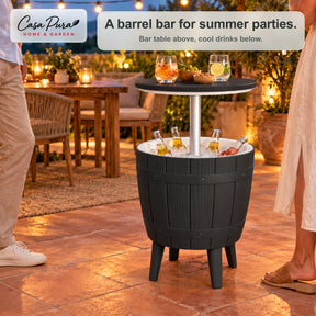 Drinks Cooler Table | Bora | Height-Adjustable Garden Table with 37 L Ice Cooler in Barrel Design | 2 Colours