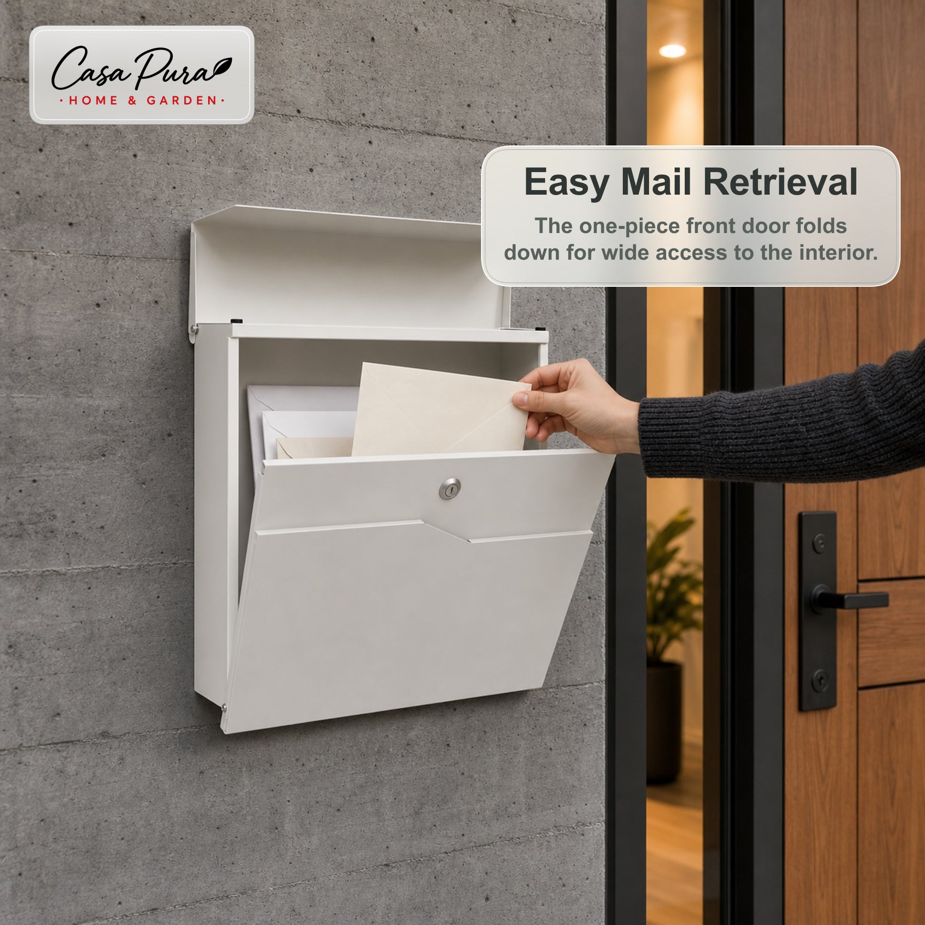 Mailbox | Claude | Wall-Mounted Mailbox with Newspaper Holder | White | Lockable