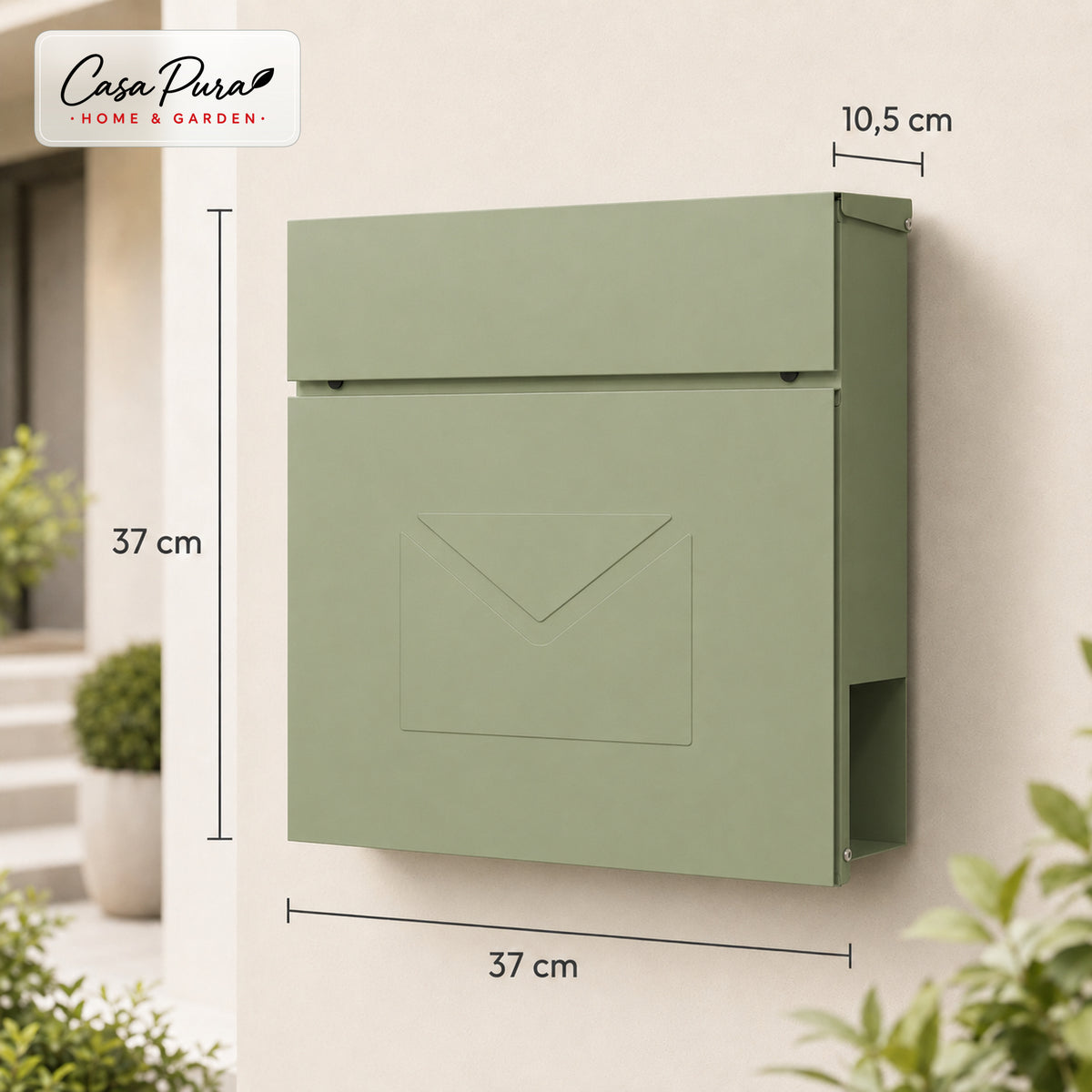 Mailbox | Laurent | Wall-Mounted Mailbox with Newspaper Compartment | Green | Lockable