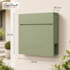 Mailbox | Laurent | Wall-Mounted Mailbox with Newspaper Compartment | Green | Lockable