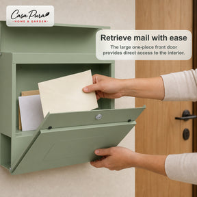 Mailbox | Laurent | Wall-Mounted Mailbox with Newspaper Compartment | Green | Lockable