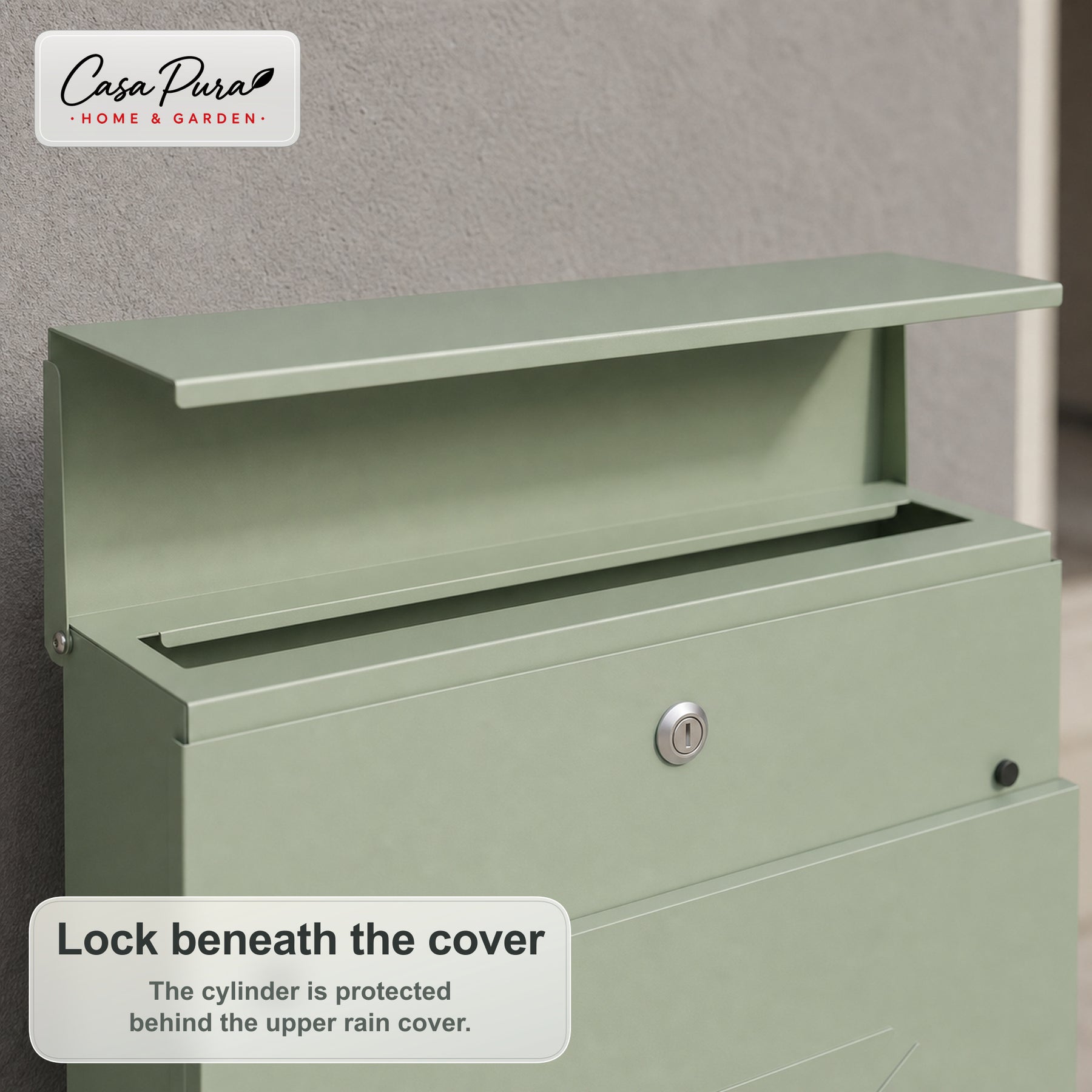 Mailbox | Laurent | Wall-Mounted Mailbox with Newspaper Compartment | Green | Lockable