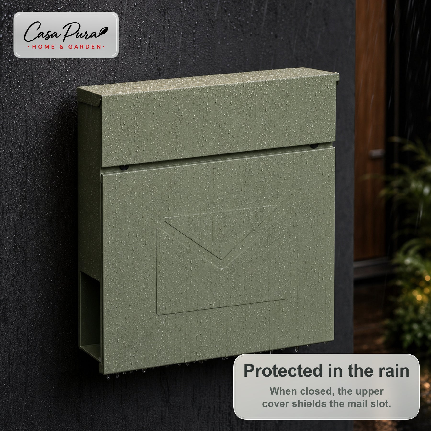 Mailbox | Laurent | Wall-Mounted Mailbox with Newspaper Compartment | Green | Lockable