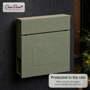 Mailbox | Laurent | Wall-Mounted Mailbox with Newspaper Compartment | Green | Lockable
