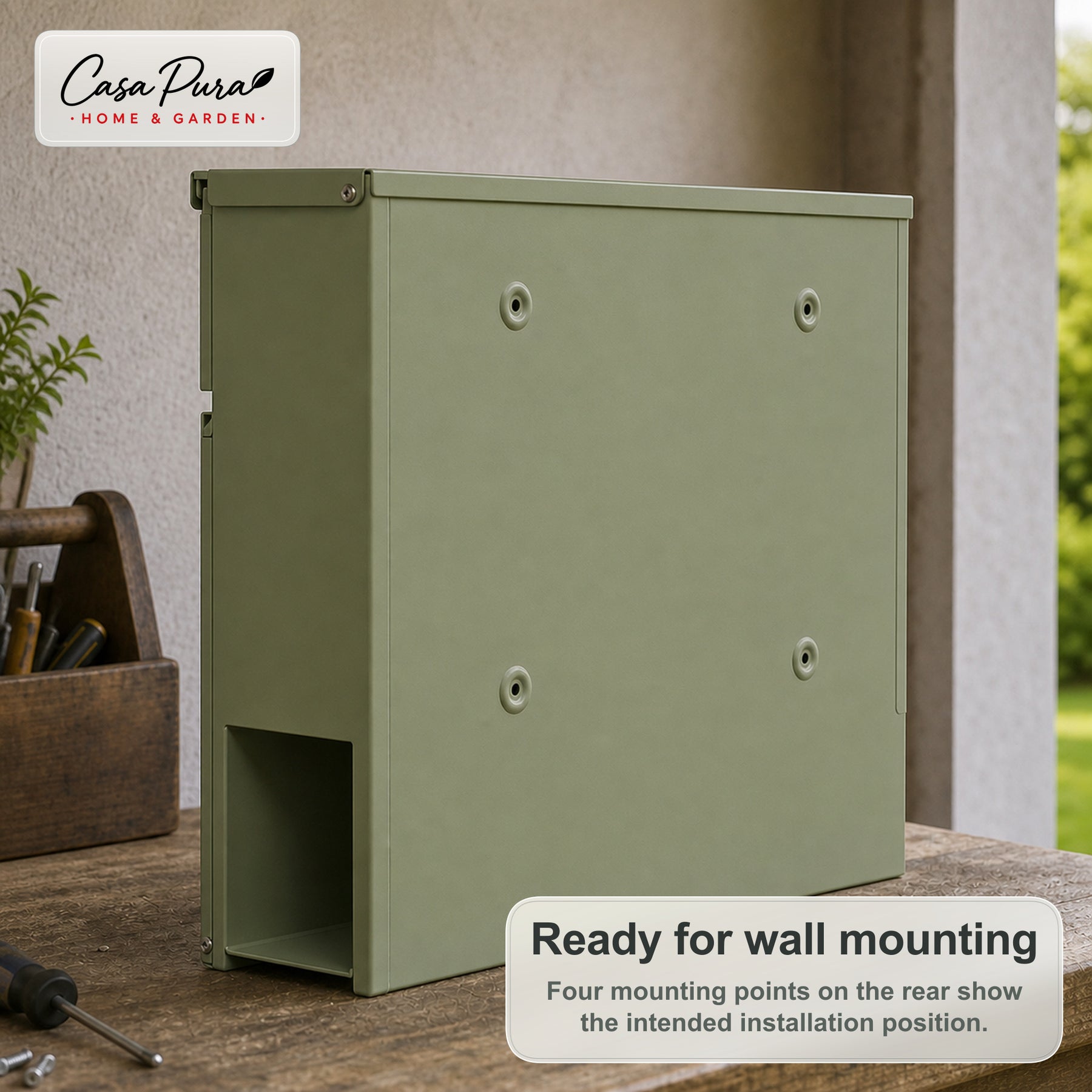Mailbox | Laurent | Wall-Mounted Mailbox with Newspaper Compartment | Green | Lockable