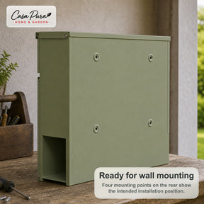 Mailbox | Laurent | Wall-Mounted Mailbox with Newspaper Compartment | Green | Lockable