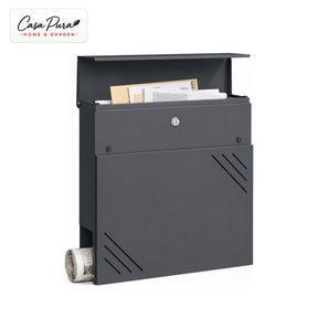 Lucien Mailbox | Wall-Mounted Galvanized Steel Mailbox | Lockable | Anthracite | With Newspaper Compartment
