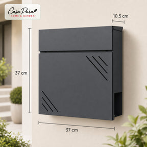 Lucien Mailbox | Wall-Mounted Galvanized Steel Mailbox | Lockable | Anthracite | With Newspaper Compartment