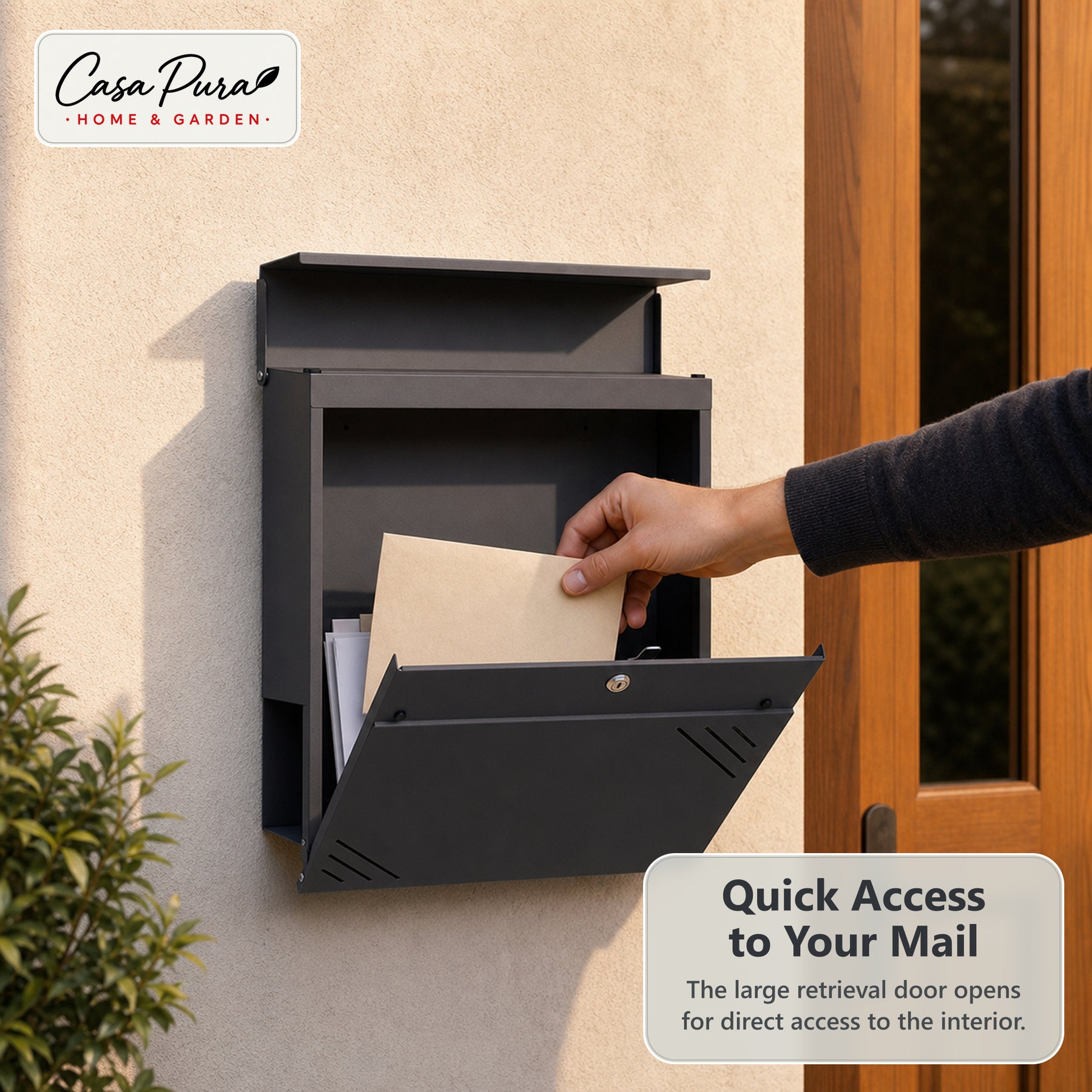 Lucien Mailbox | Wall-Mounted Galvanized Steel Mailbox | Lockable | Anthracite | With Newspaper Compartment