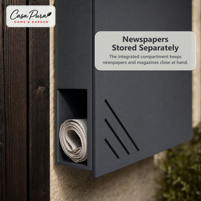 Lucien Mailbox | Wall-Mounted Galvanized Steel Mailbox | Lockable | Anthracite | With Newspaper Compartment