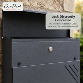 Lucien Mailbox | Wall-Mounted Galvanized Steel Mailbox | Lockable | Anthracite | With Newspaper Compartment