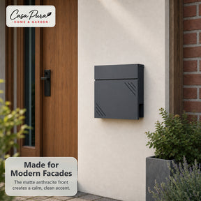 Lucien Mailbox | Wall-Mounted Galvanized Steel Mailbox | Lockable | Anthracite | With Newspaper Compartment