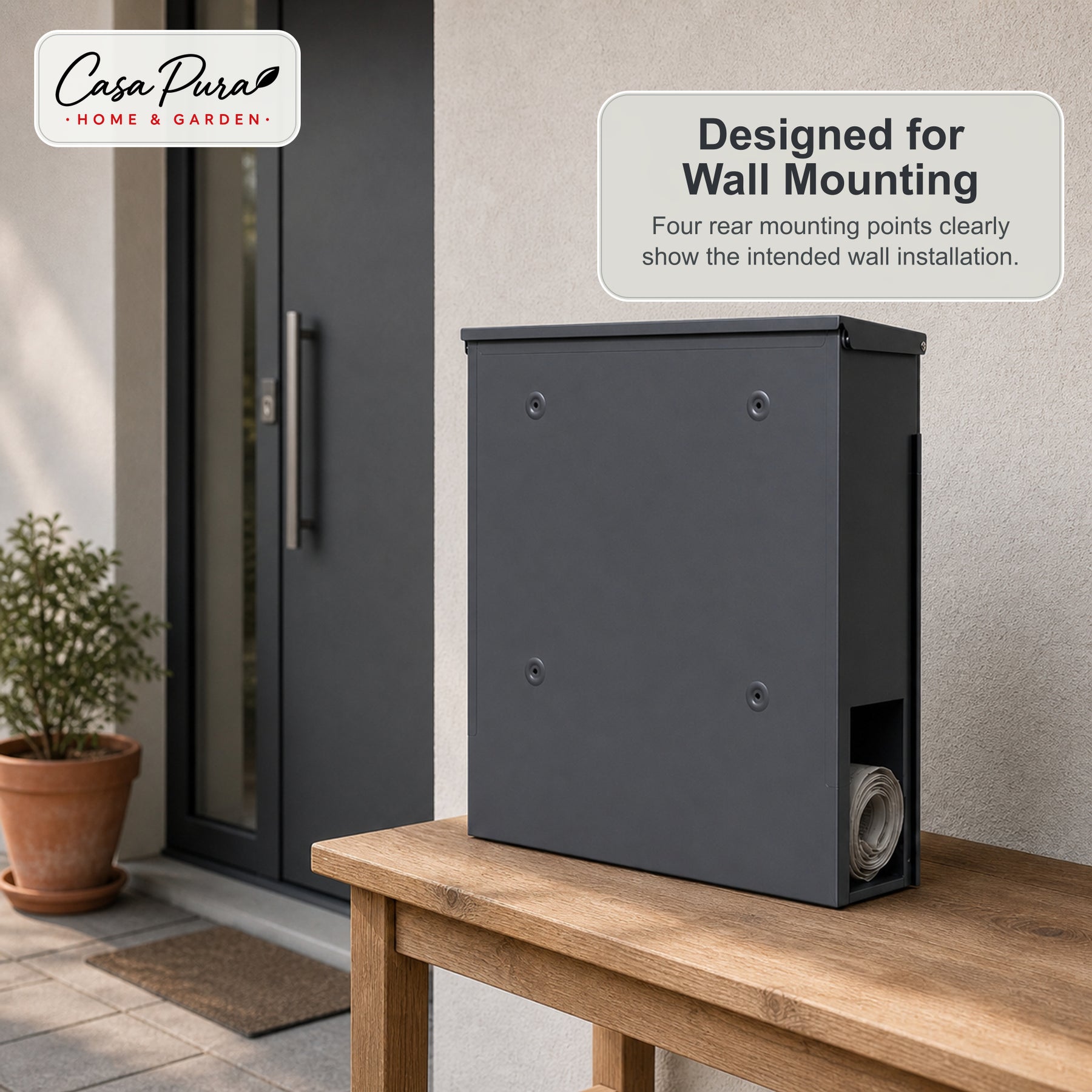 Lucien Mailbox | Wall-Mounted Galvanized Steel Mailbox | Lockable | Anthracite | With Newspaper Compartment