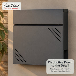 Lucien Mailbox | Wall-Mounted Galvanized Steel Mailbox | Lockable | Anthracite | With Newspaper Compartment