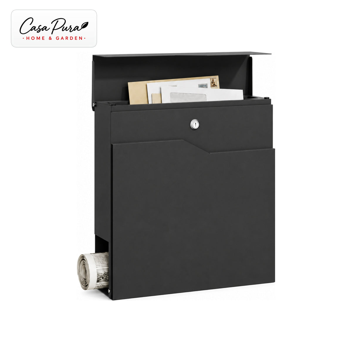 Mailbox | Pascal | Wall-Mounted Mailbox with Newspaper Holder | Anthracite | Lockable