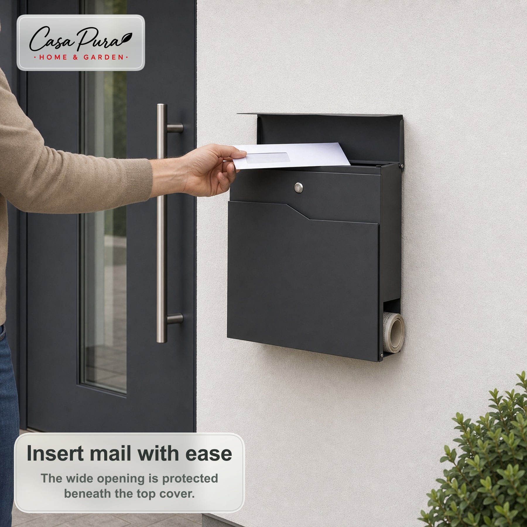 Mailbox | Pascal | Wall-Mounted Mailbox with Newspaper Holder | Anthracite | Lockable