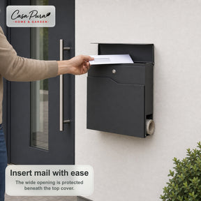 Mailbox | Pascal | Wall-Mounted Mailbox with Newspaper Holder | Anthracite | Lockable