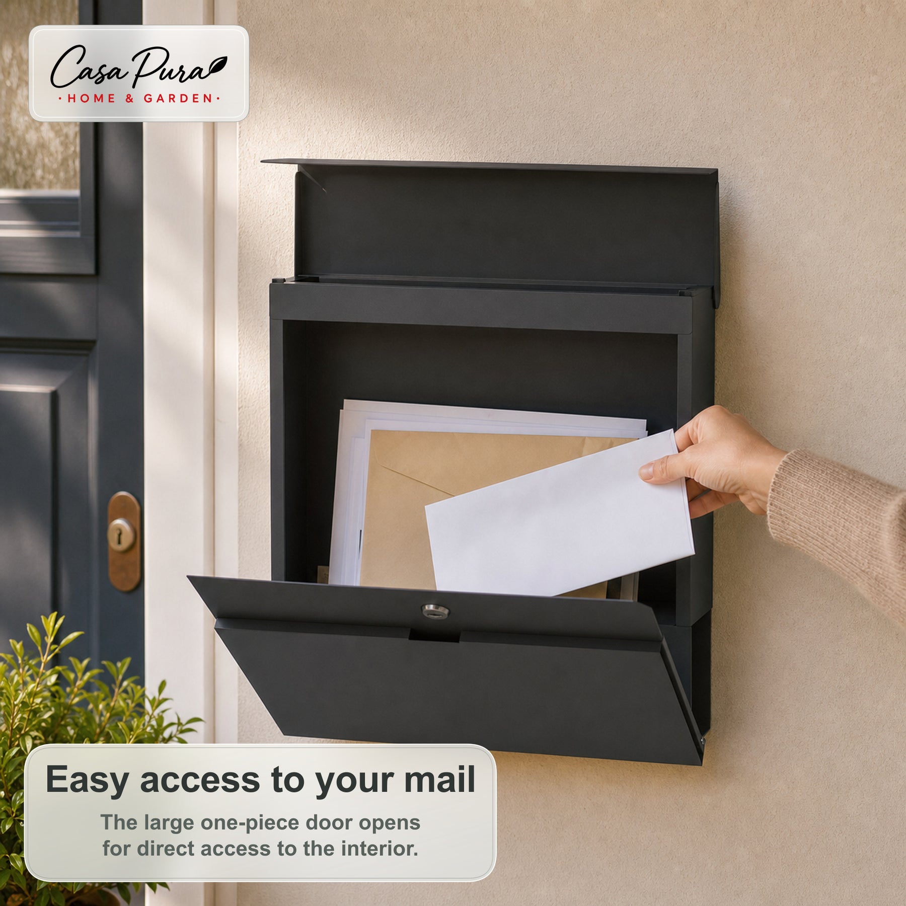 Mailbox | Pascal | Wall-Mounted Mailbox with Newspaper Holder | Anthracite | Lockable