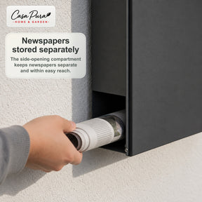 Mailbox | Pascal | Wall-Mounted Mailbox with Newspaper Holder | Anthracite | Lockable