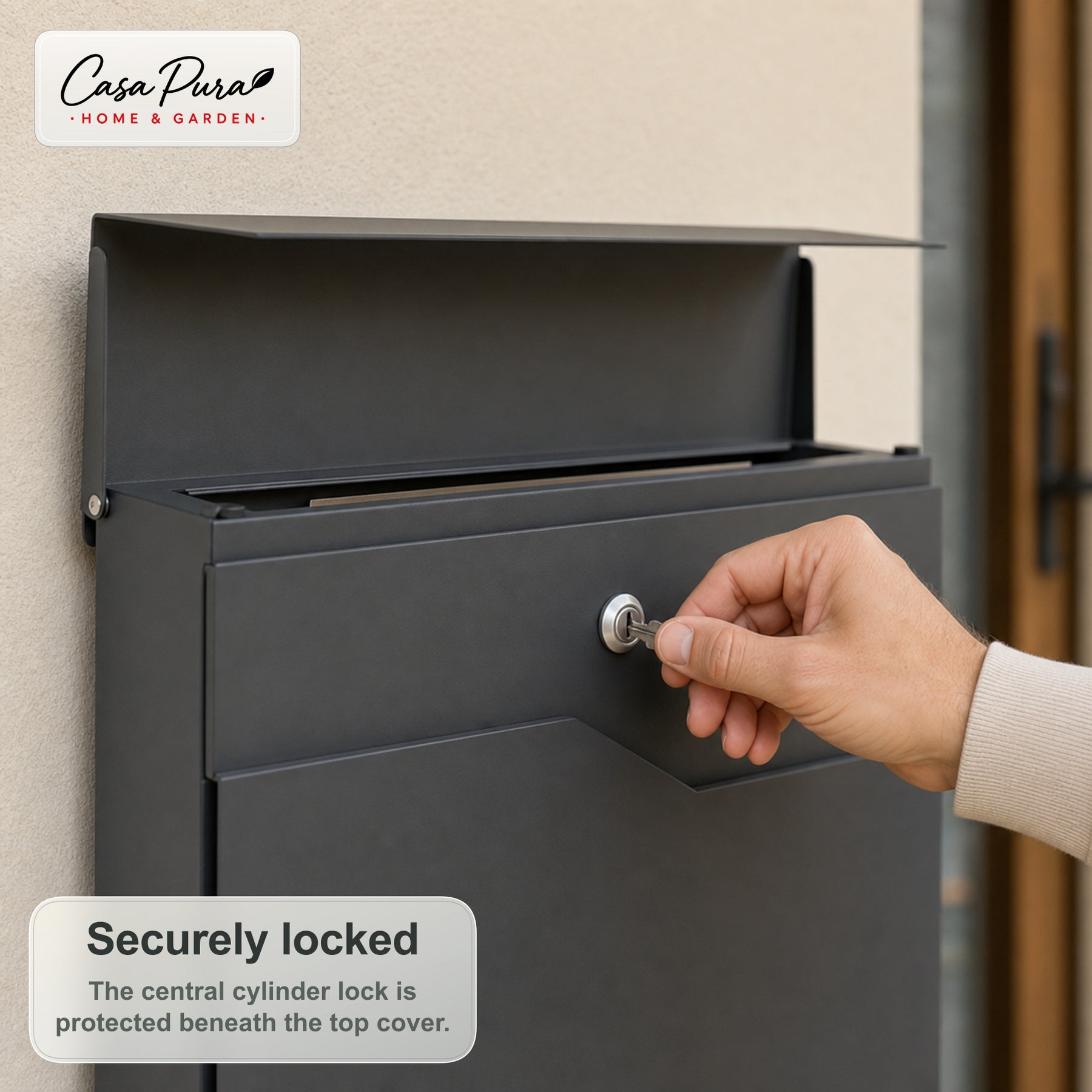 Mailbox | Pascal | Wall-Mounted Mailbox with Newspaper Holder | Anthracite | Lockable