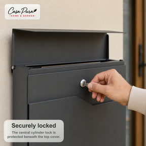 Mailbox | Pascal | Wall-Mounted Mailbox with Newspaper Holder | Anthracite | Lockable