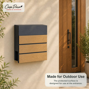 Mailbox Roland | Modern Wall Mounted Mailbox with Newspaper Compartment | Anthracite Wood Look