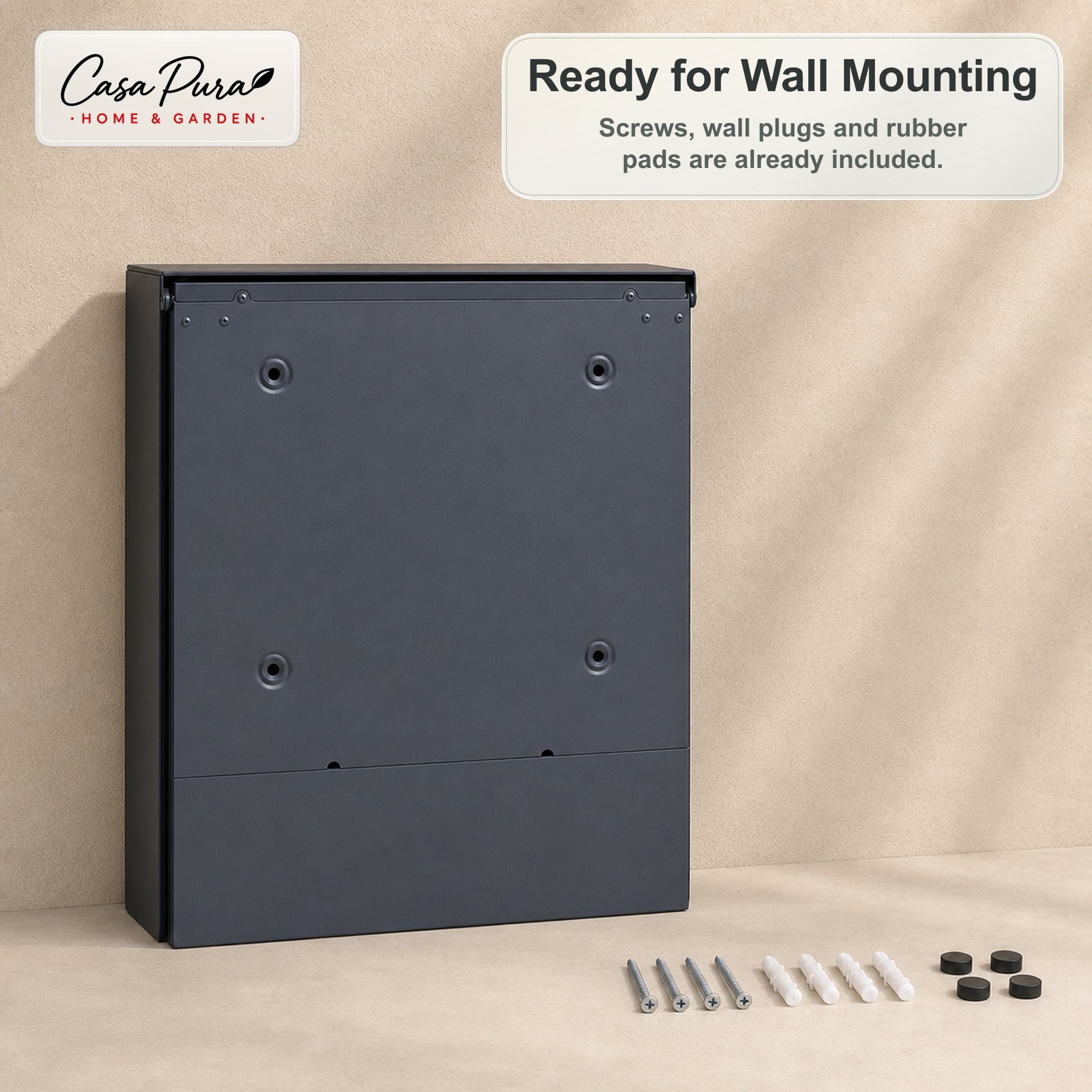 Mailbox Roland | Modern Wall Mounted Mailbox with Newspaper Compartment | Anthracite Wood Look