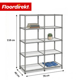Metal Shelf | Concept Epure MK-015 | Open Storage Rack with 5 Shelves | Kitchen Shelf, Office Shelf & Living Room Shelf