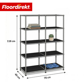 Metal Shelf | Concept Epure MK-015 | Open Storage Rack with 5 Shelves | Kitchen Shelf, Office Shelf & Living Room Shelf
