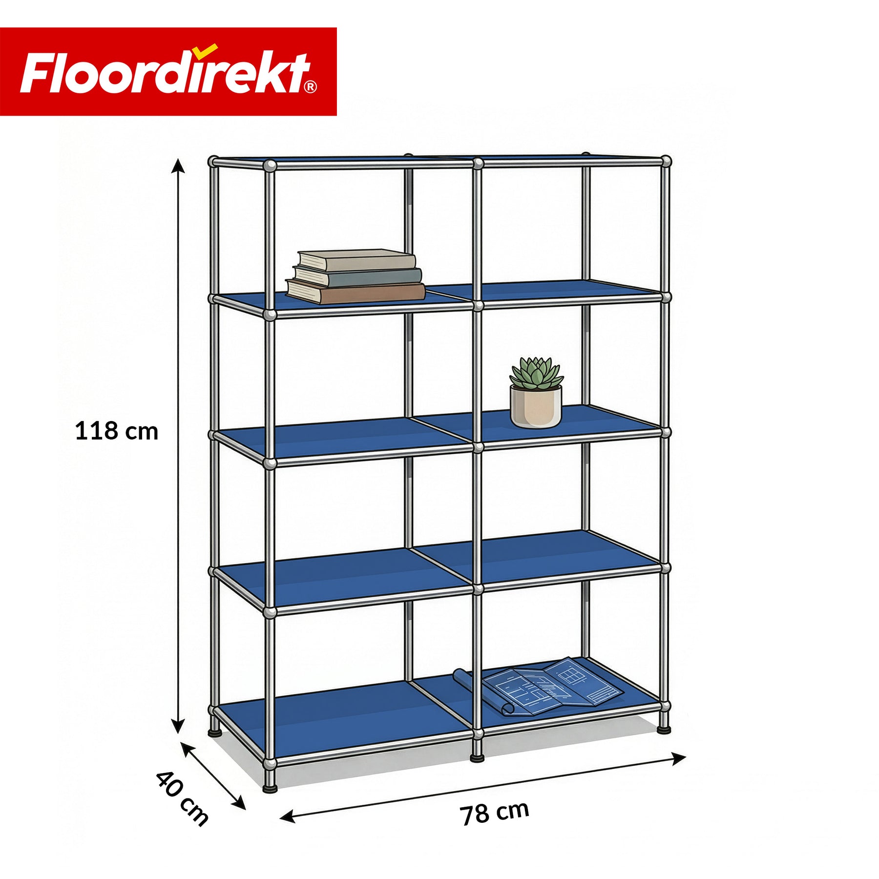 Metal Shelf | Concept Epure MK-015 | Open Storage Rack with 5 Shelves | Kitchen Shelf, Office Shelf & Living Room Shelf