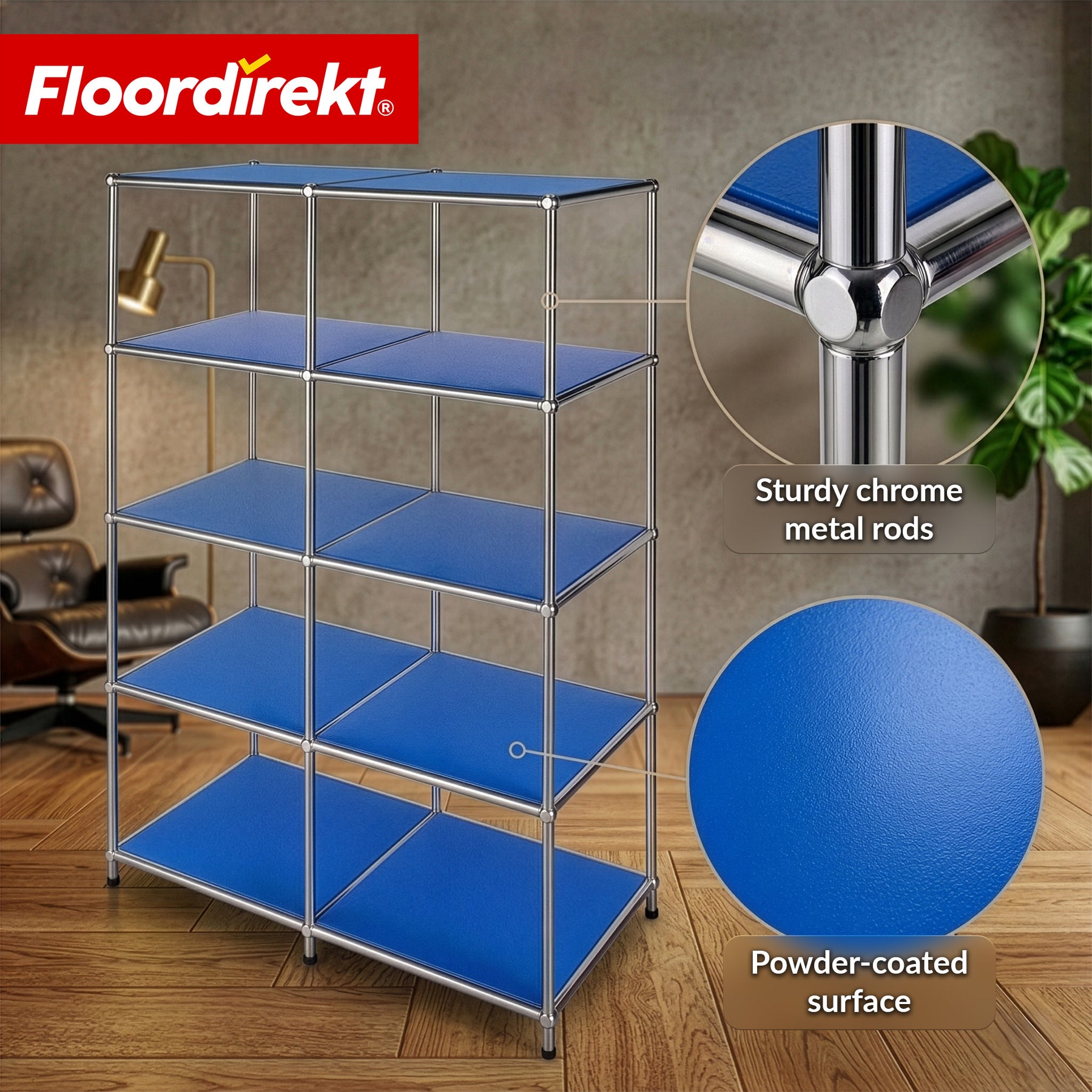 Metal Shelf | Concept Epure MK-015 | Open Storage Rack with 5 Shelves | Kitchen Shelf, Office Shelf & Living Room Shelf