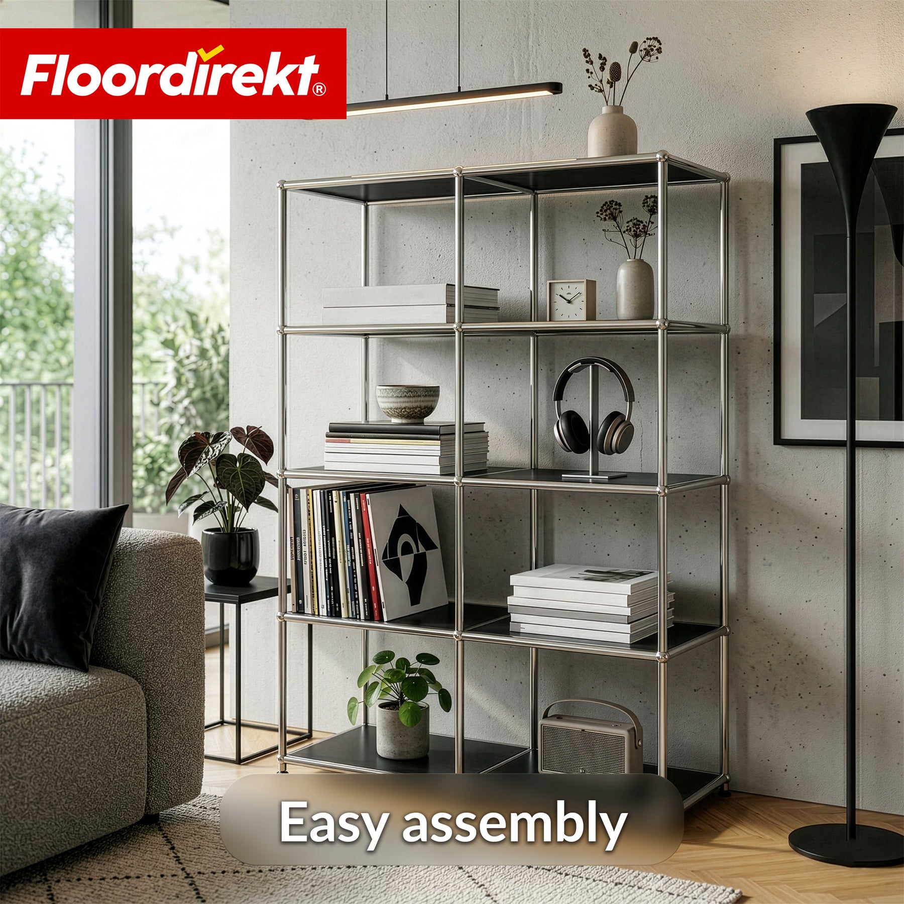 Metal Shelf | Concept Epure MK-015 | Open Storage Rack with 5 Shelves | Kitchen Shelf, Office Shelf & Living Room Shelf