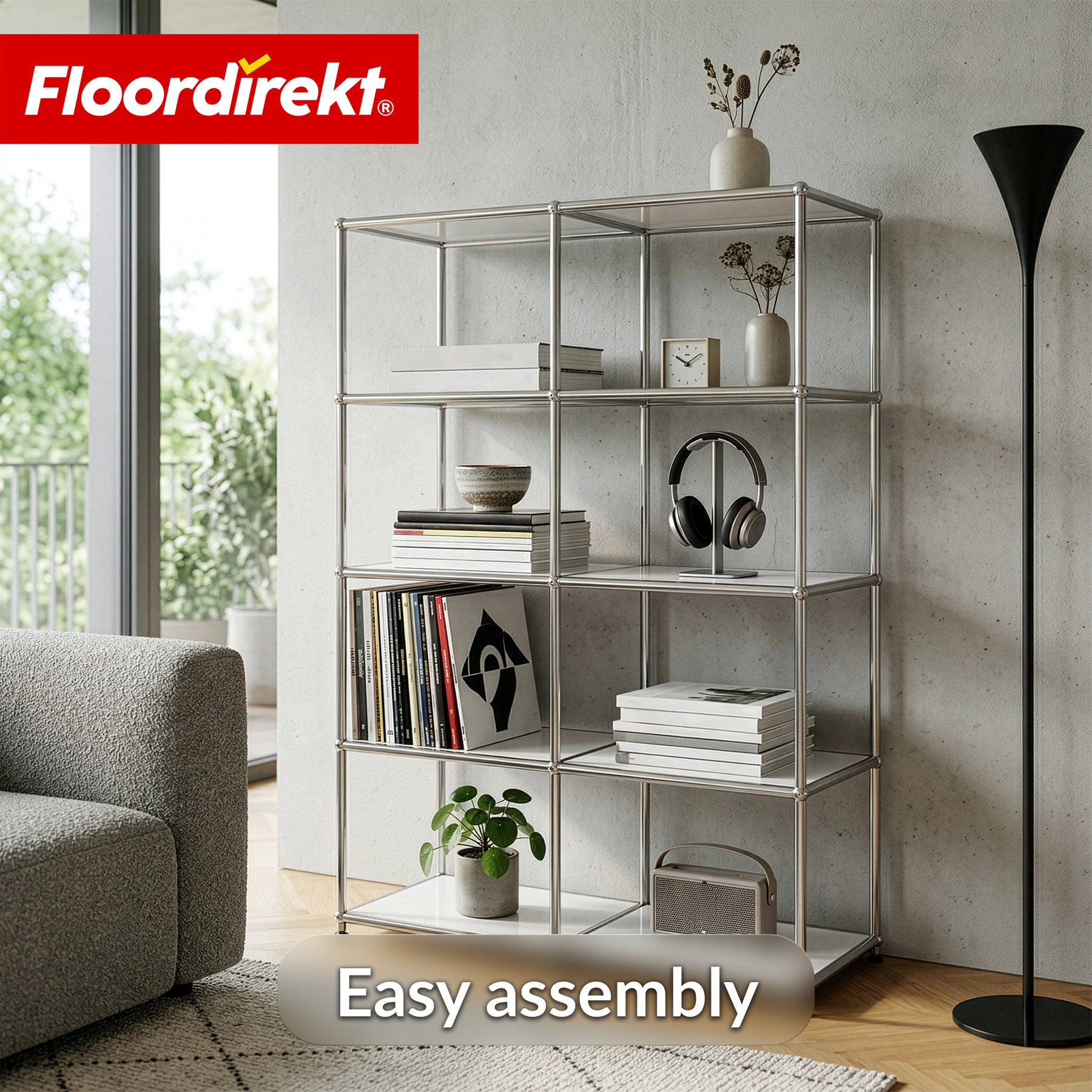 Metal Shelf | Concept Epure MK-015 | Open Storage Rack with 5 Shelves | Kitchen Shelf, Office Shelf & Living Room Shelf