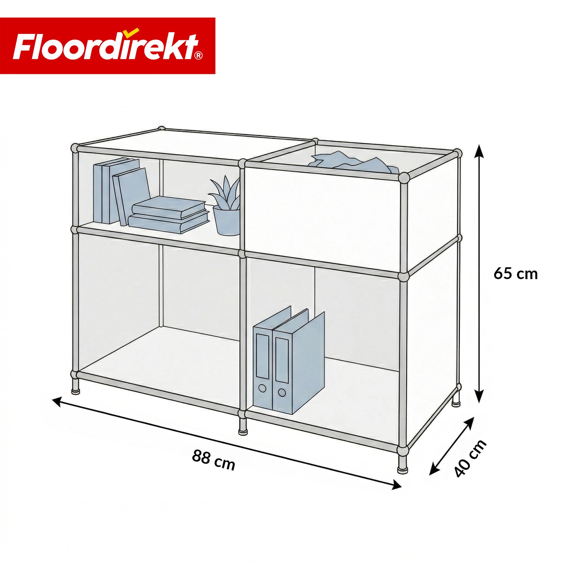 Metal Shelving Unit | Concept Epure MK-030 | Freestanding Shelf with 3 Tiers & Storage Compartment | Kitchen Shelf, Office Shelf & Living Room Shelf