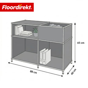 Metal Shelving Unit | Concept Epure MK-030 | Freestanding Shelf with 3 Tiers & Storage Compartment | Kitchen Shelf, Office Shelf & Living Room Shelf