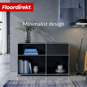 Metal Shelving Unit | Concept Epure MK-030 | Freestanding Shelf with 3 Tiers & Storage Compartment | Kitchen Shelf, Office Shelf & Living Room Shelf