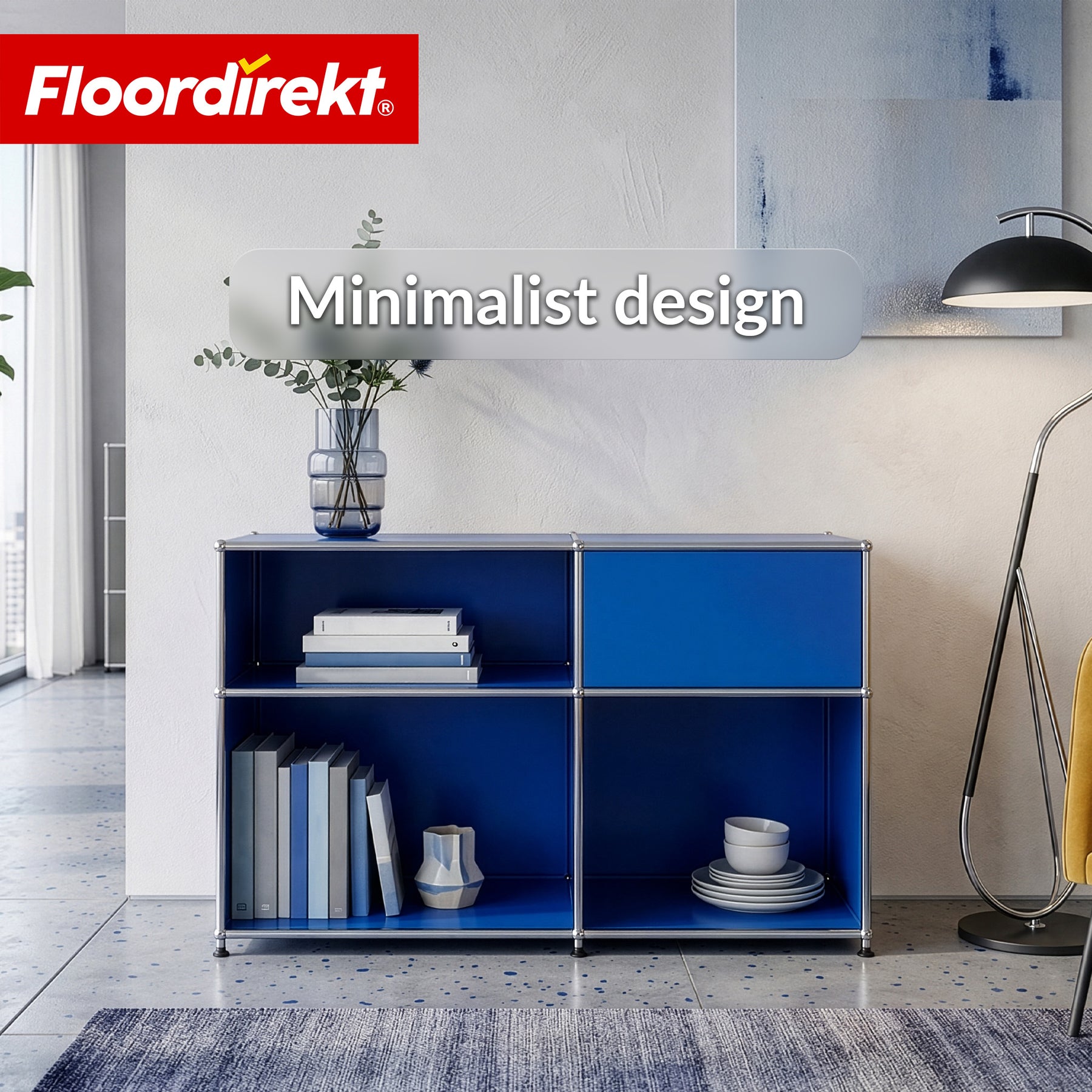 Metal Shelving Unit | Concept Epure MK-030 | Freestanding Shelf with 3 Tiers & Storage Compartment | Kitchen Shelf, Office Shelf & Living Room Shelf