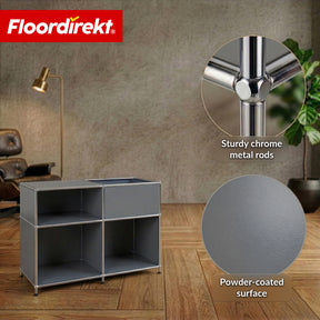 Metal Shelving Unit | Concept Epure MK-030 | Freestanding Shelf with 3 Tiers & Storage Compartment | Kitchen Shelf, Office Shelf & Living Room Shelf